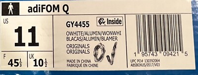 Brand New Adidas adiFOM Q Off White Aluminum Quake Foam Shoes