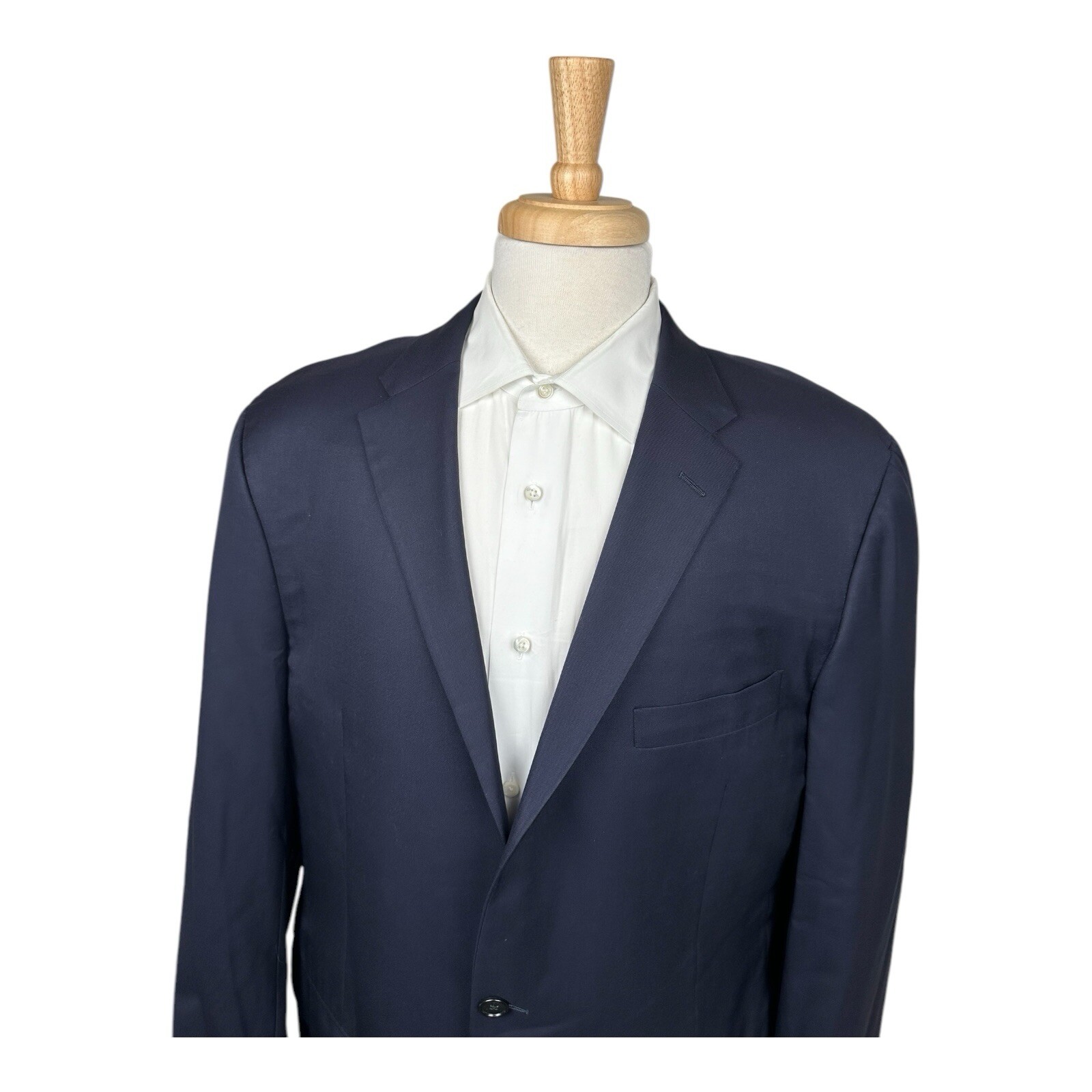 Hickey Freeman Solid Blue 2-Btn Worsted Wool Mens… - image 2