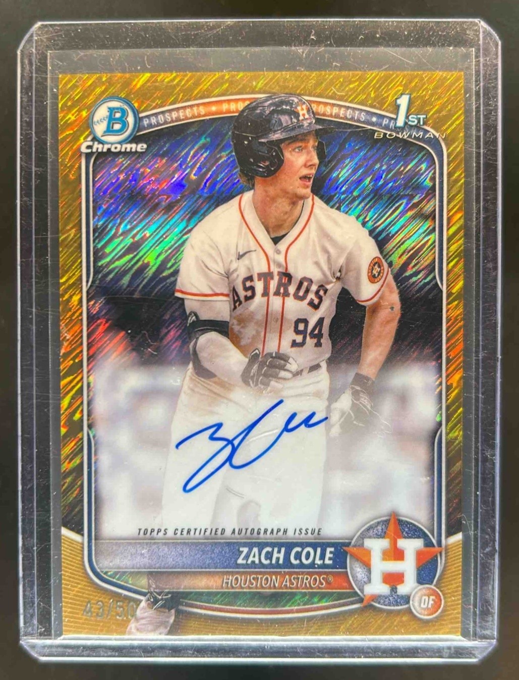 2025 Bowman Chrome Zach Cole Auto Gold Shimmer Refractor 1st #43/50
