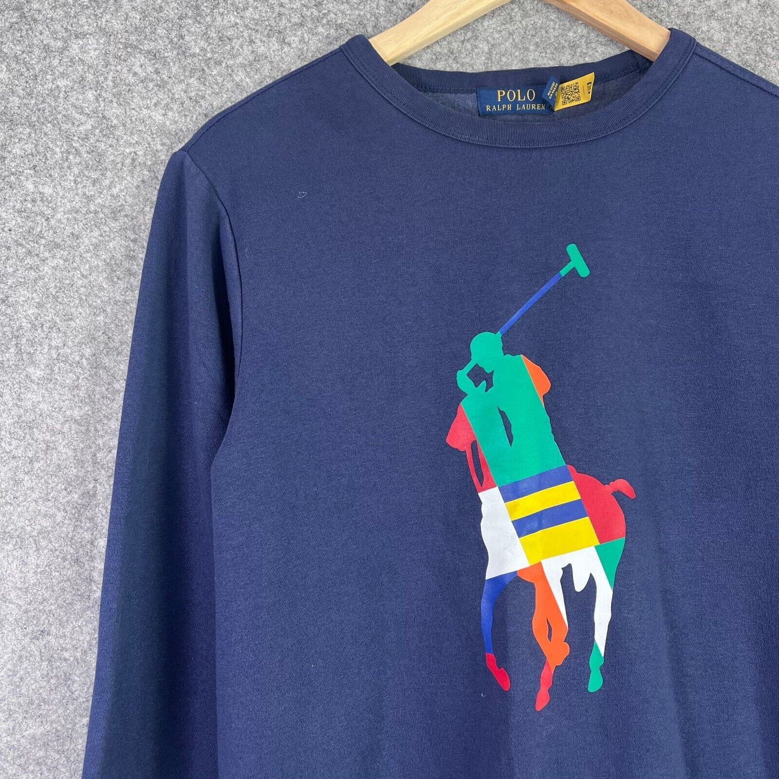 Polo Ralph Lauren Felpa Uomo Piccola Blu Navy Big Pony Pullover Girocollo