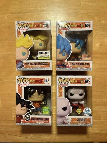Dragon Ball Z Funko Pop Lot (Ssgss Goku Jiren Goku Driving Exam Saiyan Trunks)