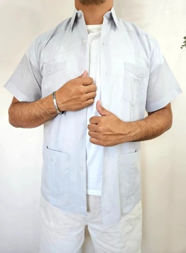 Christian Dior Monsieur, Chemise manches courtes Christian Dior Monsieur vintage gris clair poches multip