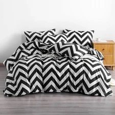 NTBAY 3 Pieces 100% Brushed Microfiber Striped Duvet Cover Set, Super Soft Bl...