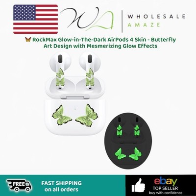  RockMax Glow-in-The-Dark AirPods 4 Skin - Butterfly Art Design
