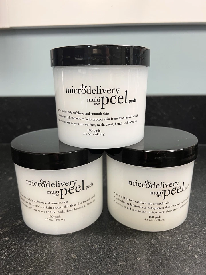 Almohadillas exfoliantes faciales multiuso Philosophy Microdelivery nuevas y selladas 100 almohadillas 8,5 OZ Foto 4 de 4