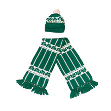 Irish Ireland 44" X 9" Shamrock Green  White Stripe Scarf Central Tie Co Dublin