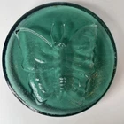 Blenko Butterfly Suncatcher Ornament Pressed Glass Blue Green 3 7/8 Inch