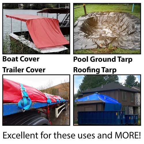 Heavy Duty Waterproof Tarp 10x20 PVC Vinyl Tarpaulin Black Ground Cover - Picture 6 of 7