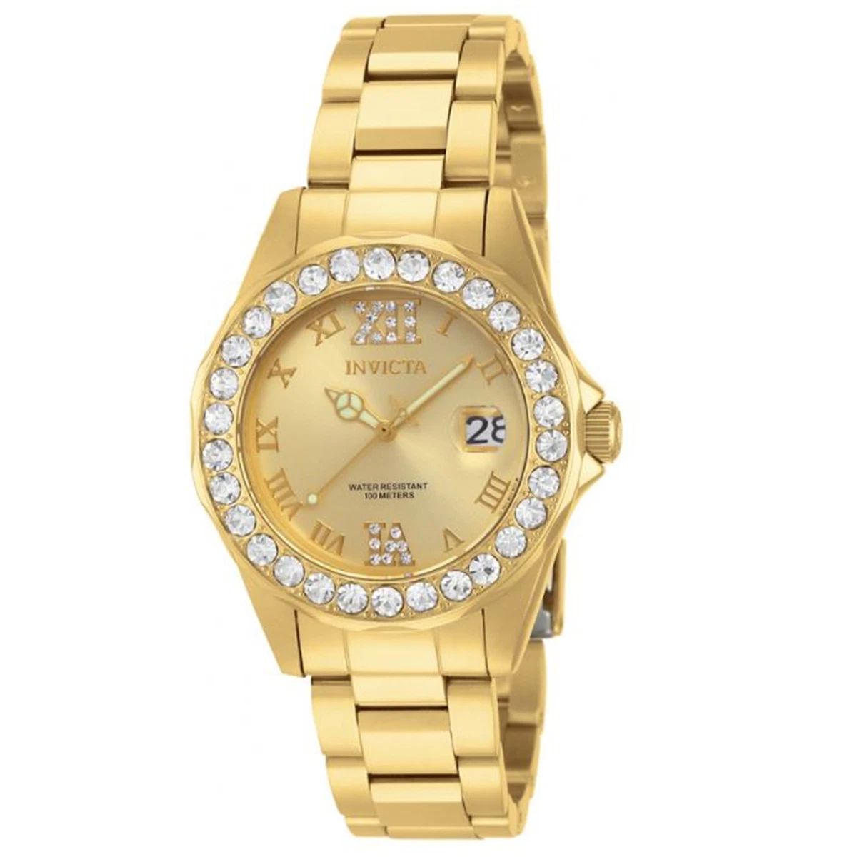 Invicta Pro Diver Gold Plated Band Women Wristwatches for 