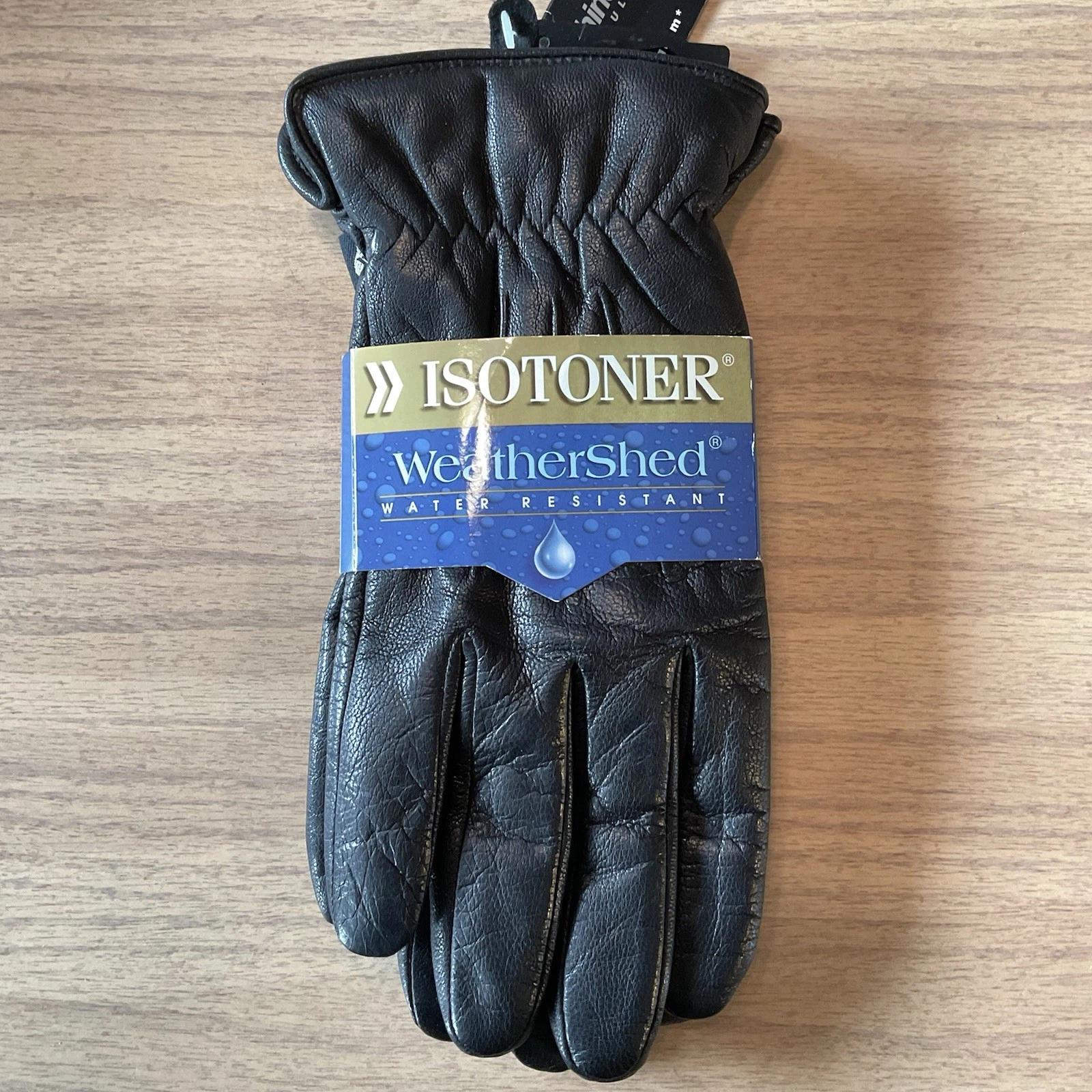 VTG ISOTONER WeatherShed Thinsulate Men’s Black LEATHER Gloves Size Large NWT