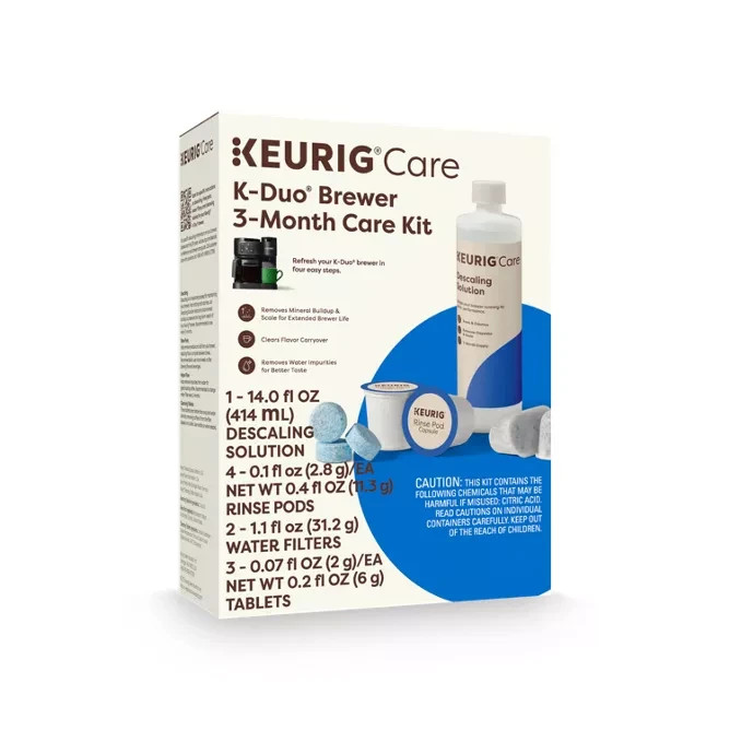 Keurig K-Duo Brewer 3 Month Care Kit Descaling Solution & Water Filter