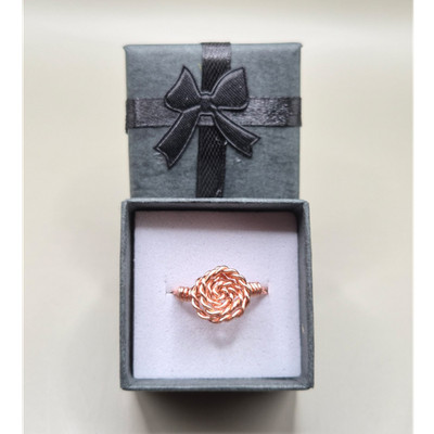 Handcrafted Copper Wire Wrapped Flower Ring Rose Gold Art Jewelry
