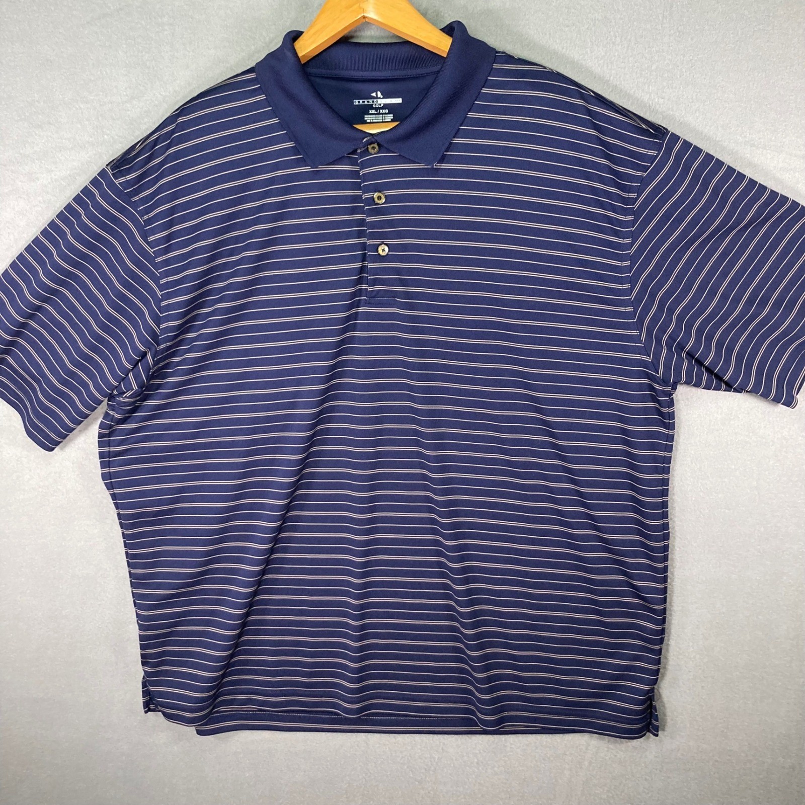 Grand Slam Golf Polo Mens XXL Blue Striped Short Sleeve Shirt