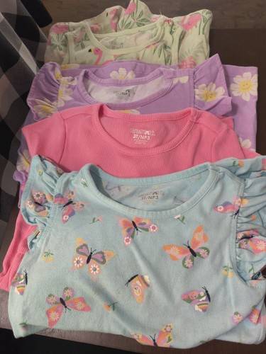 Garanimals Baby Girl Size 3T Dress Lot 4pcs Cotton Floral Butterfly Theme