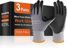 Safety Work Gloves MicroFoam Nitrile Coated-3 Pairs,Breathable Nylon Gloves