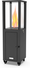 Riscaldatore portatile a pellet per patio con ruote e portacenere per divertimento all'aperto