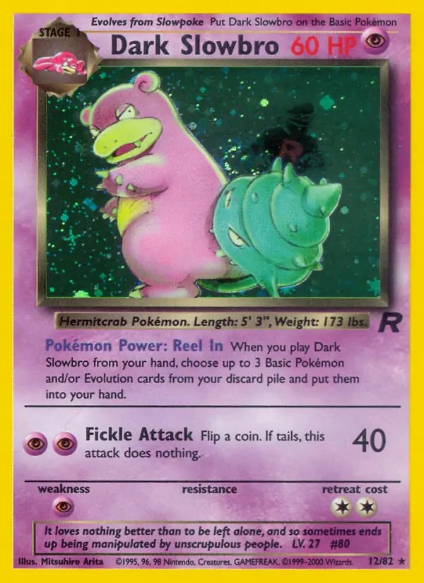 Dark Slowbro - 12/82 - Pokemon Team Rocket Unlimited Holo Rare Card WOTC NM