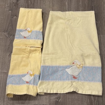 R.A.Briggs Vintage Goose Towel Set 1 Bath Towel 2 Hand Towels Yellow Cottagecore