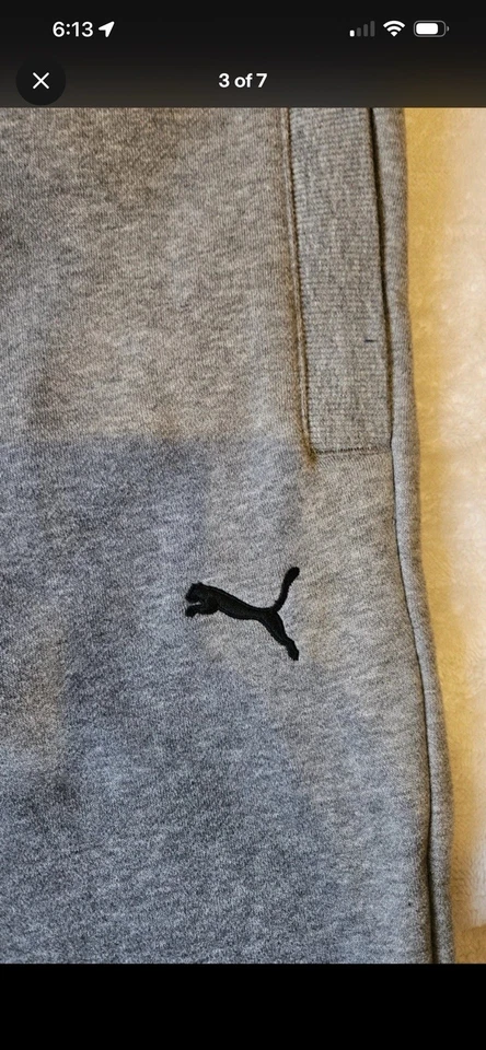 Мужские флисовые тренировочные штаны PUMA *маленькие* с логотипом средние светло-серые - Изображение 2 из 4