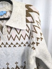 Cece Cozy Fair Isle Sweater Soft Pink, Brown, Oatmeal Sz L
