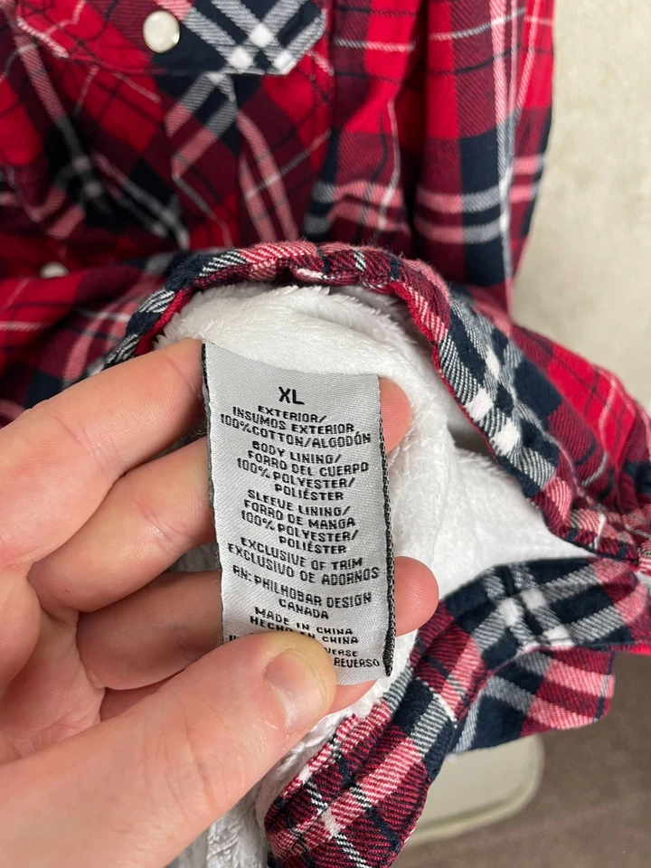 Men's BC Clothing Fleece Lined Flannel Shacket Jacket Pearl Snap Size M Medium - Image 3 of 4