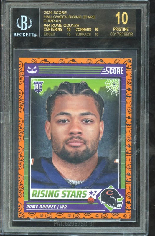 Rome Odunze 2024 Score Halloween Pumpkin RC Rookie Bears Black Label BGS 10