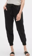 Gap Women's Elastic Waist Twill Jogger Pants With Pockets XXL 69.95 Wash Black