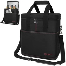 Wine Carrier Tote Bag Insulated 6 Bottle Cooler Carrying Case for Travel Picnic