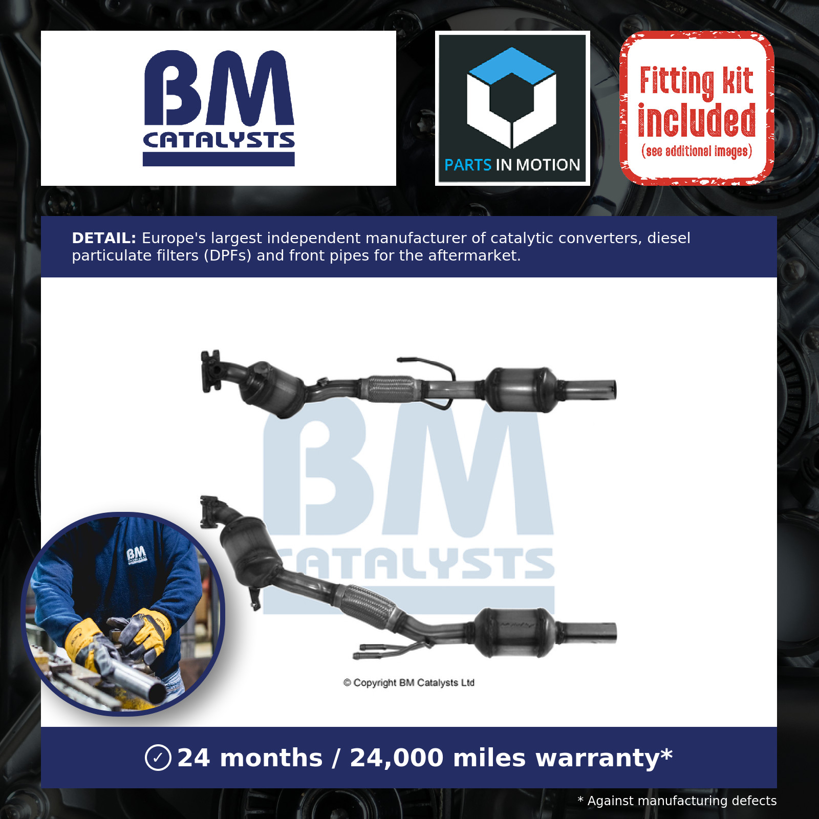Catalytic Converter Type Approved + Fitting Kit fits SEAT IBIZA KJ1 1.0 Front BM