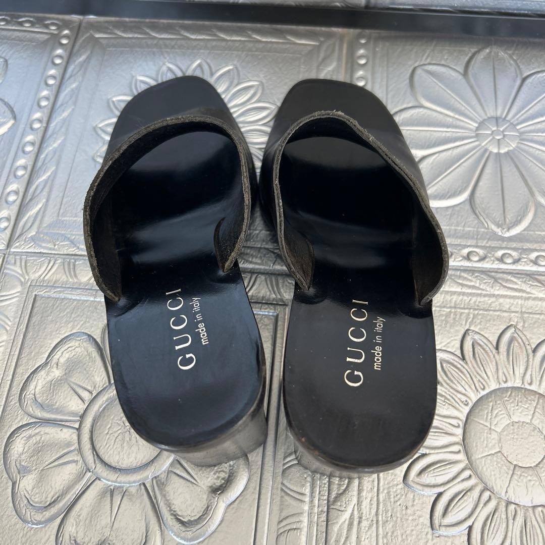 GUCCI Mules Sandals Heel Leather Black EU36.5/US6.5 116125c thumbnail 24