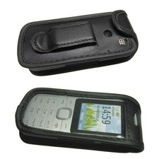 caseroxx Ledertasche mit Gürtelclip für Nokia C1-01 in schwarz aus Echtleder