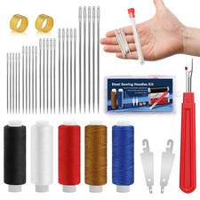 37 PCS Big Eye Steel Sewing Needles Kit, Steels Needle for Hand colorful