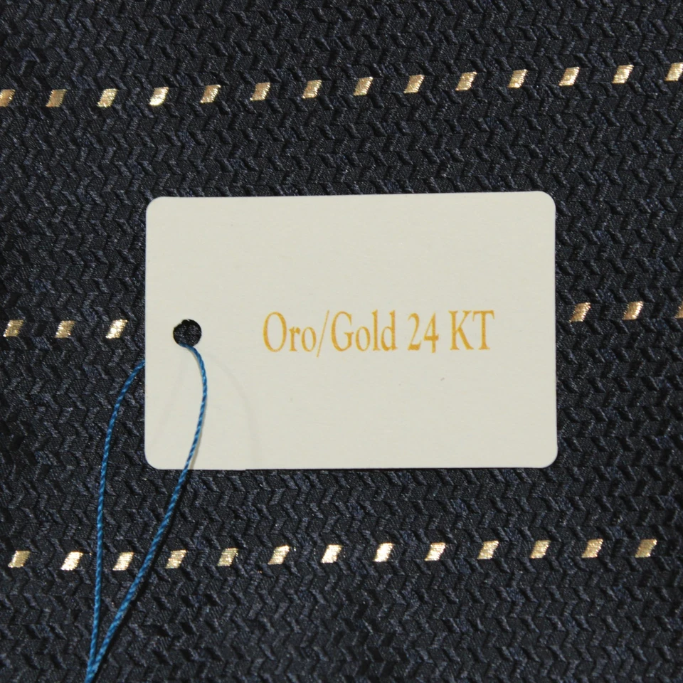 Italo Ferretti Novo com etiquetas bolso de face única quadrado azul marinho com lã/seda dourada 24 KT - Imagem 2 de 4