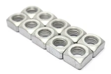 M10-1.5 Zinc Plated Steel Square Nuts, 10pcs