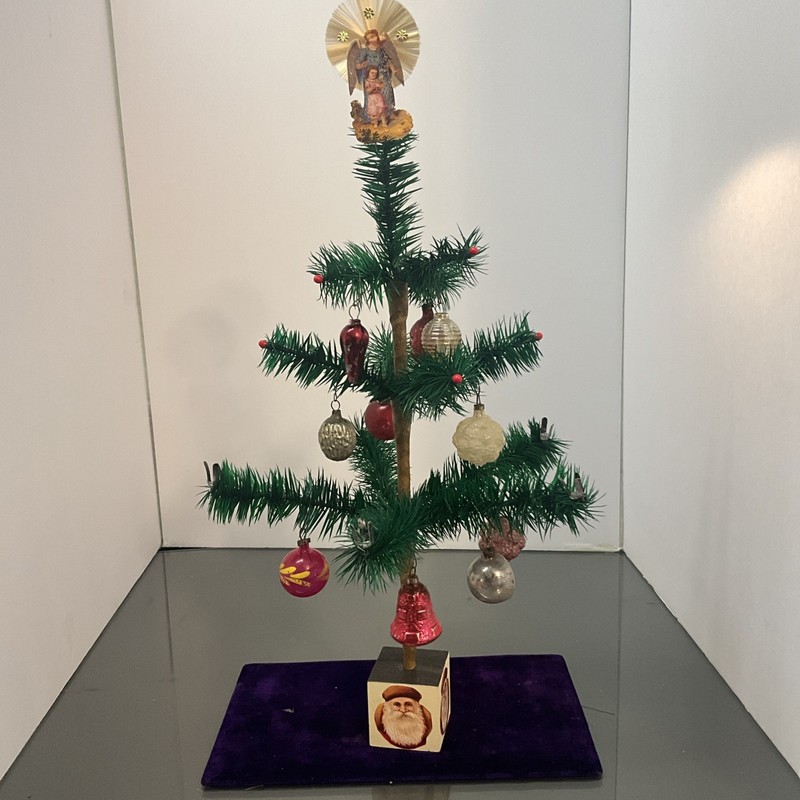 Authentic Goose Feather Christmas Tree By BOB Simpson W/11 Hand Blown Ornaments