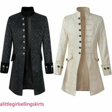 Men Costume Uniform Victorian Frock Coat Gothic Steampunk Long Vintage Tailcoat