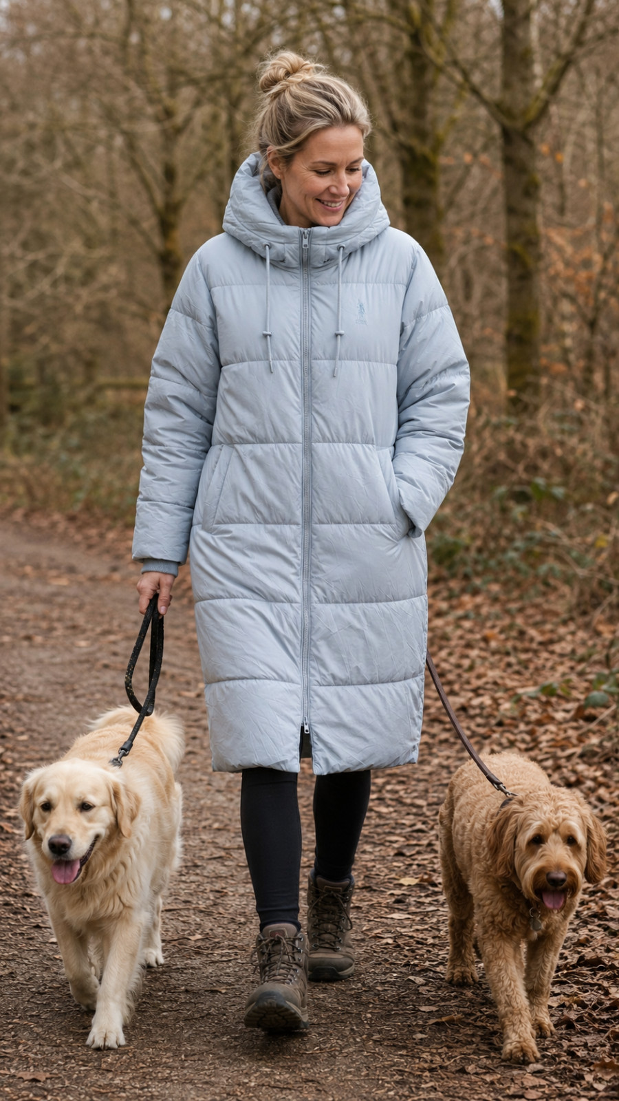 US Polo Assn Womens Long Puffer Coat Blue Hooded Padded Winter Jacket UK 14 image 2