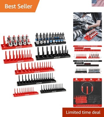 8-Piece Metric & SAE Socket Organizer Tray Set for 176 Sockets - Durable Design