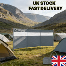 Heavy Duty Windbreak 3 Panels 5m, Camping Beach Wind Screen with Windows & Bag