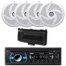 Pyle PLCD43BTM Marine Bluetooth CD Receiver, 4x 4" 100W Speaker, Cover White 