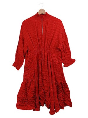 Sofie Schnoor A-Linien Kleid Rot Viskose Elegant Midikleid Langarm Gr. 34 XS