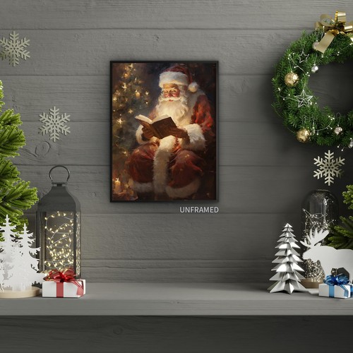 Woodkodnxy Vintage Natale Tela Wall Art - Babbo Natale 12"L x 16"W, Claus - Foto 8 di 9