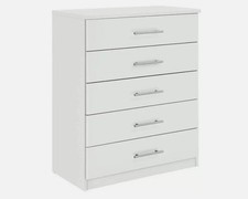 Normandy 5 Drawer Chest of Drawers White Storage Organiser Bedroom
