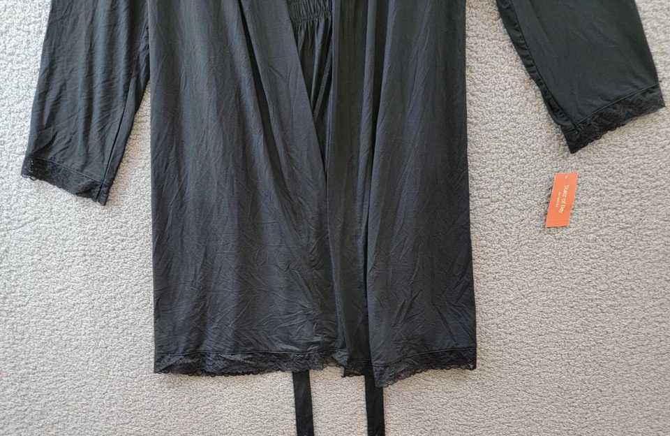 State of Day кружевной отделки вязаный надежном халат женский размер большой глубокий черный длинным рукавом - Изображение 4 из 4