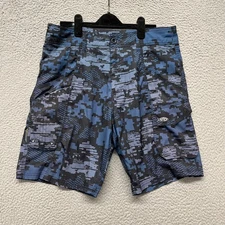AFTCO Cargo Swim Shorts Mens 34 Blue Camo Ripstop Fishing Beach Trunks