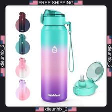 Stainless Steel Water Bottle with Removable Straw and Chug Lid, 32oz, Double