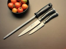 3 Pc Wusthof Classic Ikon Prep Utility Starter Paring Knife Set Sharpener Steel