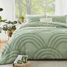 ENJOHOS Sage Green King Size Comforter Set - Boho Tufted Bedding Comforter S...