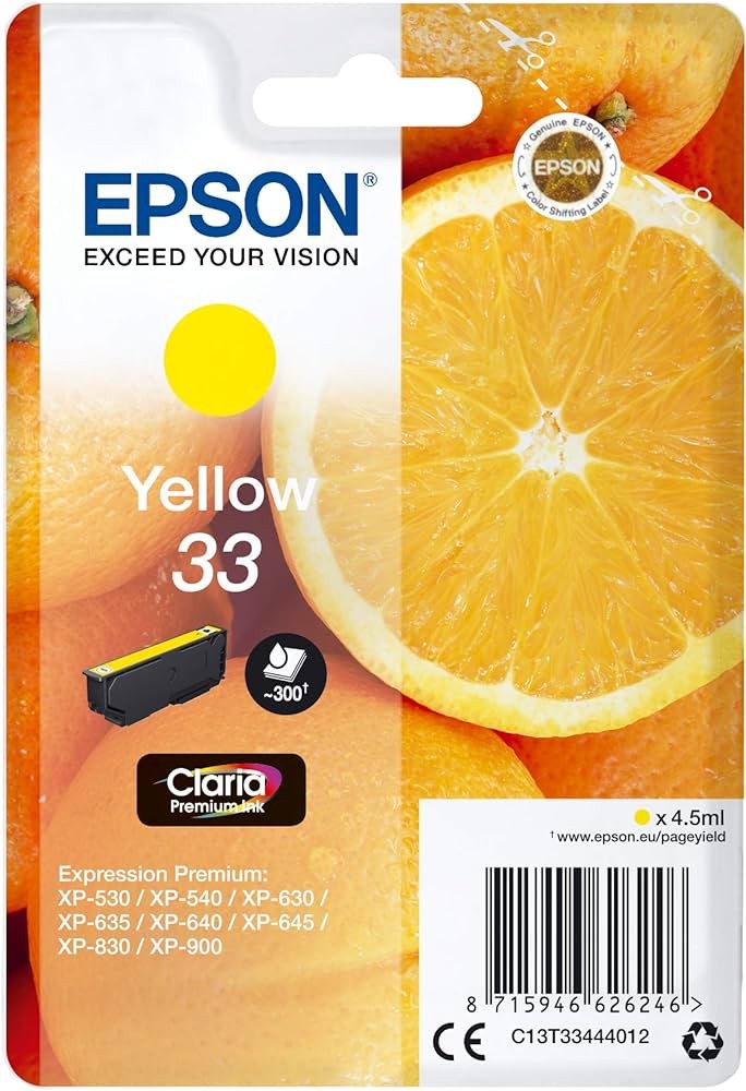 Genuine Epson 33 Yellow Ink Cartridge