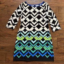 Eliza J Dress Womens Geometric Jersey Sheath Multicolor Office Work Career 14